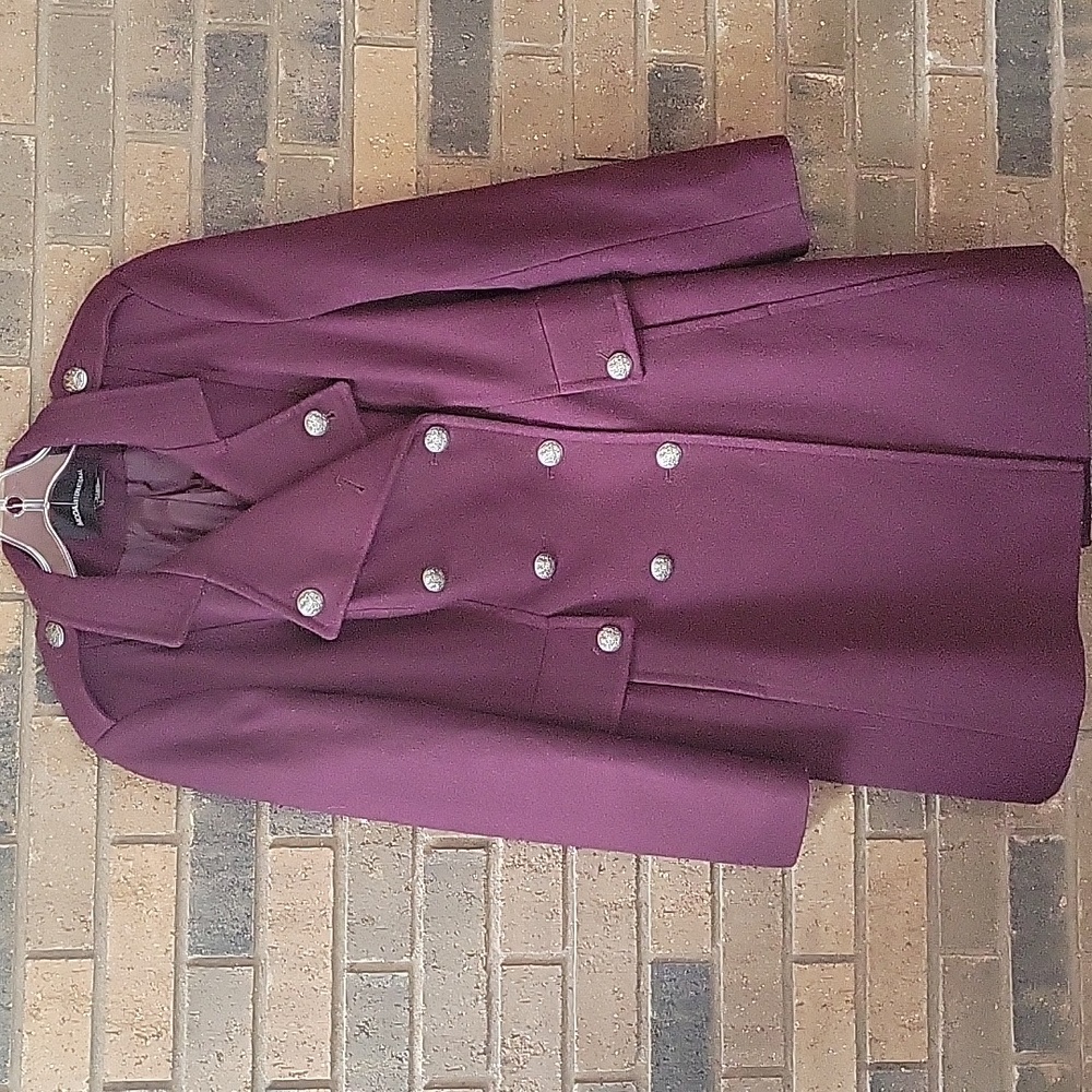 Moda International wool, military style jacket, plum, size 10P